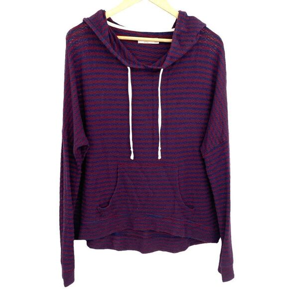 Abercrombie and Fitch red and blue stripe slouchy lightweight hoodie size large - Picture 1 of 5